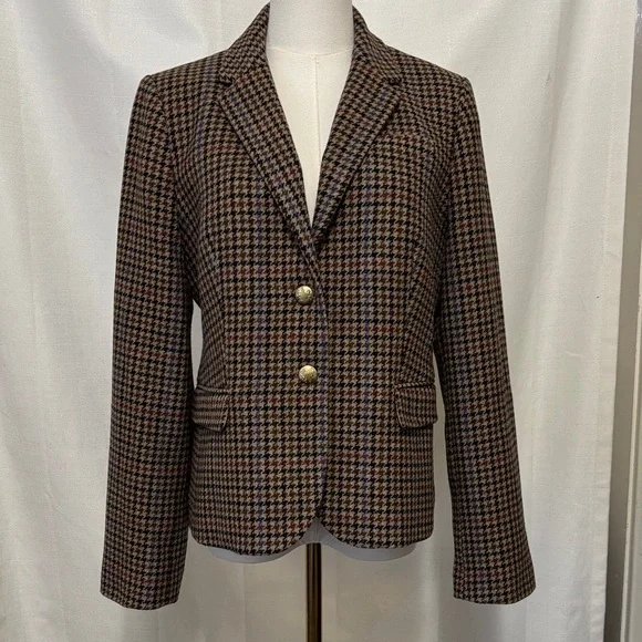 J. Crew Factory Brown Houndstooth Blazer - Picture 1 of 10